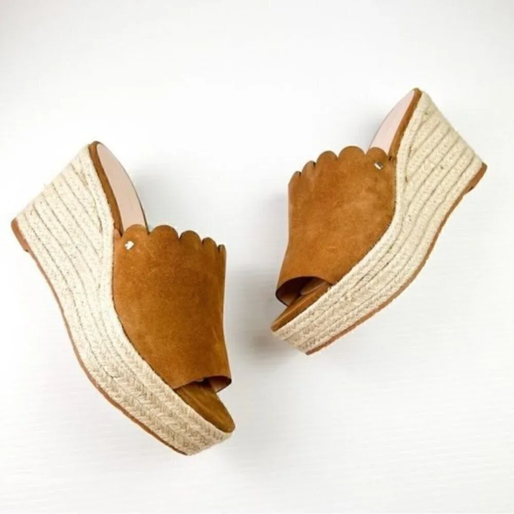Kate Spade New York Brown Leather Tabby Sandal Espadrille women's size 10